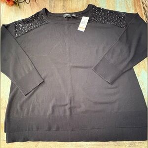 Verve Ami Black Sweater with Beaded Shoulders